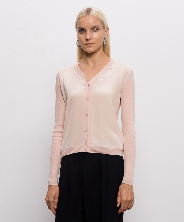 Max Mara Розовый кардиган NINFEE из шелка и кашемира MXMNINFEE изображение 3