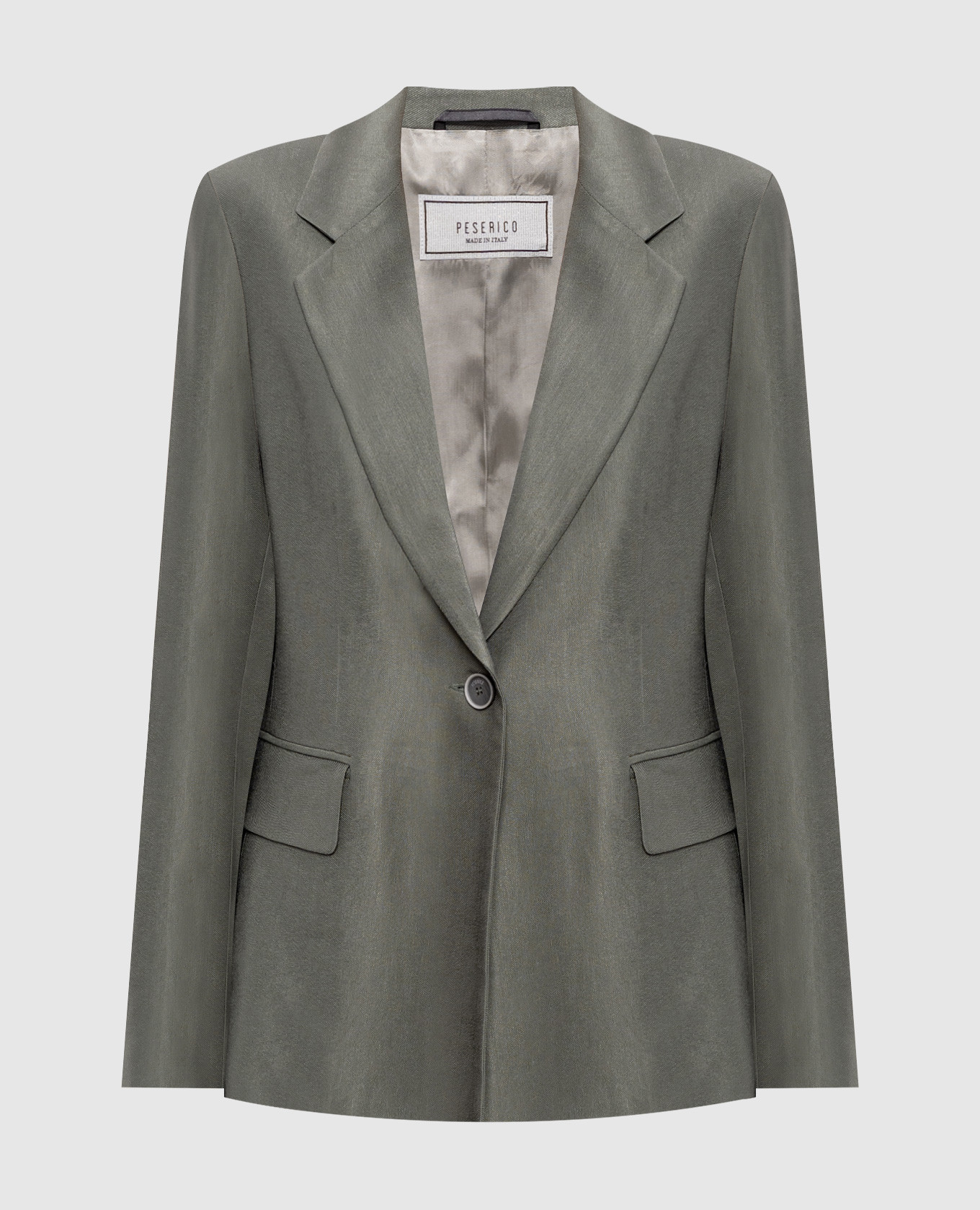 Зеленый жакет с льном с брендовым патчем