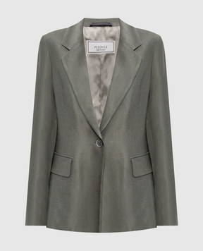 Peserico Зеленый жакет с льном с брендовым патчем S01163F01921