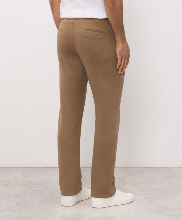 ISAIA Коричневые спортивные штаны с вышивкой эмблемы MP0057J0411 изображение 4