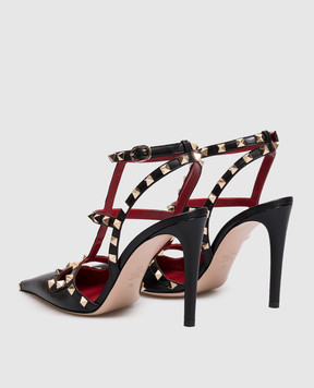 Valentino Черные кожаные босоножки Rockstud 9W2S0PV4WZD