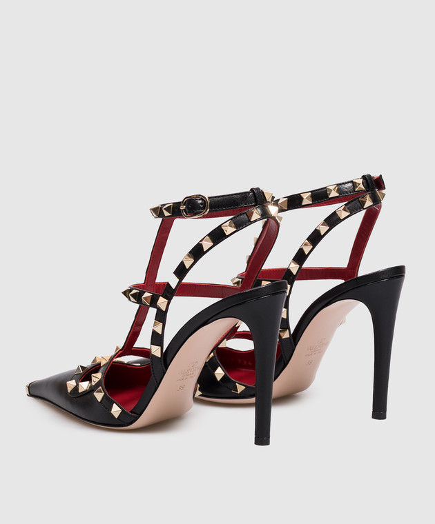 Valentino Черные кожаные босоножки Rockstud 9W2S0PV4WZD изображение 3