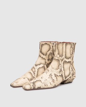 Paris Texas Бежевые кожаные казаки BETTINA с тиснением под кожу рептилии PX1561XPTML