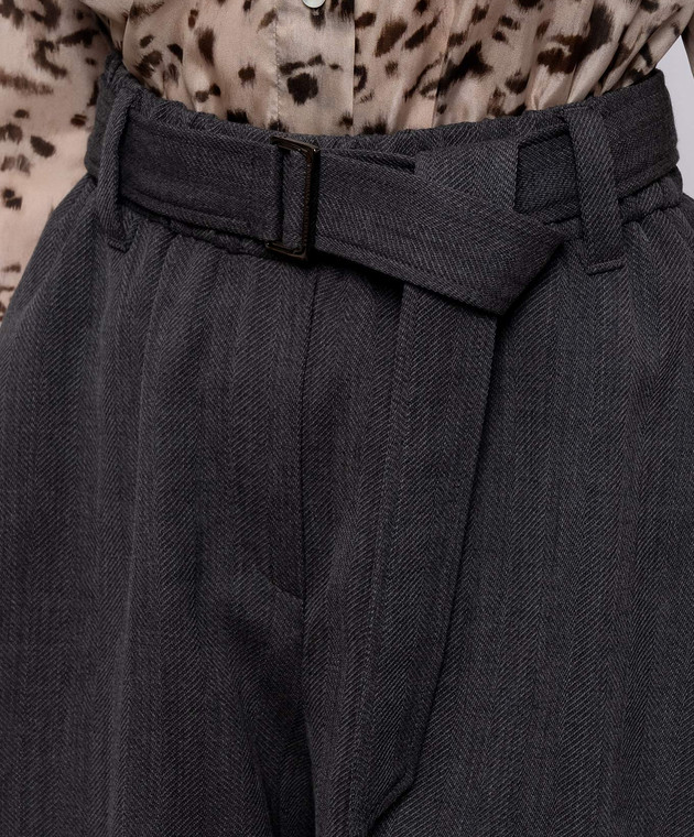 Brunello Cucinelli Сірі шорти з вовни з поясом MP188P9326 зображення 5
