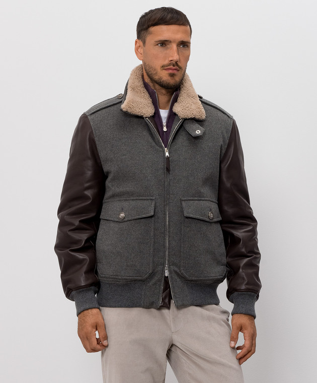 Brunello Cucinelli Серая комбинированная куртка MM4006004 изображение 3