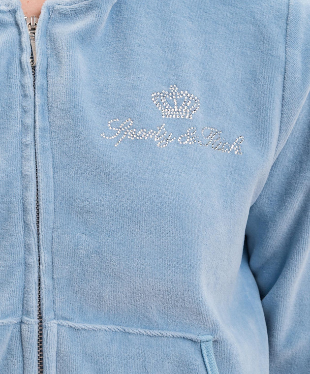 Sporty & Rich Голубая велюровая спортивная куртка Juicy CA046716689BL50 изображение 5