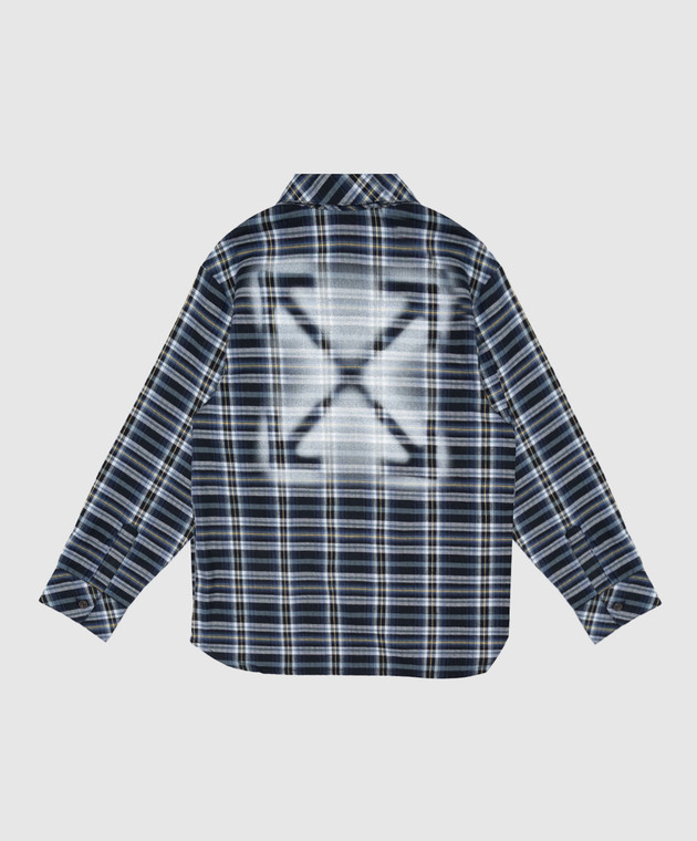 Off-White Детская синяя рубашка в узор 44BGE007F26F001 изображение 2
