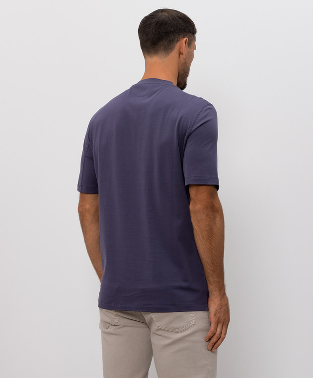 Brunello Cucinelli Фиолетовая футболка с принтом эмблемы M0B138440 изображение 3