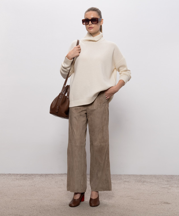Max Mara Бежевые замшевые штаны TEMPIO SMMTEMPIO изображение 2