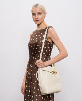 Bottega Veneta Шкіряна сумка Andiamo кольору айворі 855759VCPP1