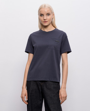 Brunello Cucinelli Синяя футболка с цепочкой MPT81EC710