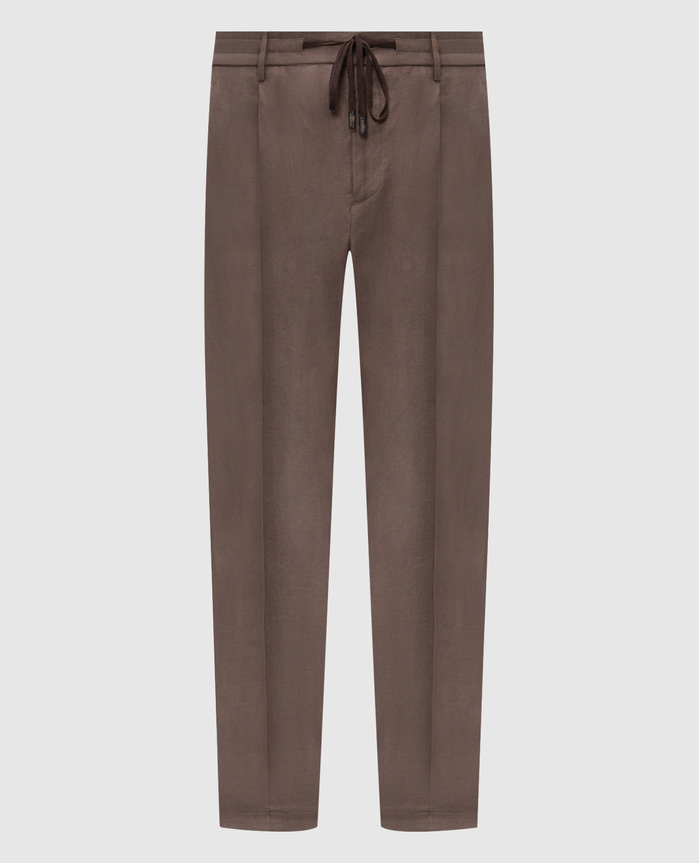 Коричневые брюки из льна