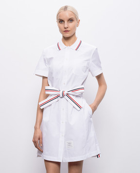 Thom Browne Белое платье-рубашка с нашивкой логотипа FDSF58AF1004