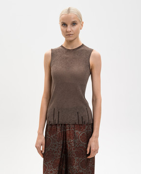 UMA WANG Коричневий вовняний топ у рубчик UK7112