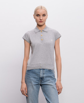 Balmain Серое поло с шелком GF0GB035KJ53