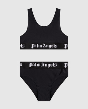 Palm Angels Дитячий чорний купальник з візерунком логотипа PGFE002S26JER001