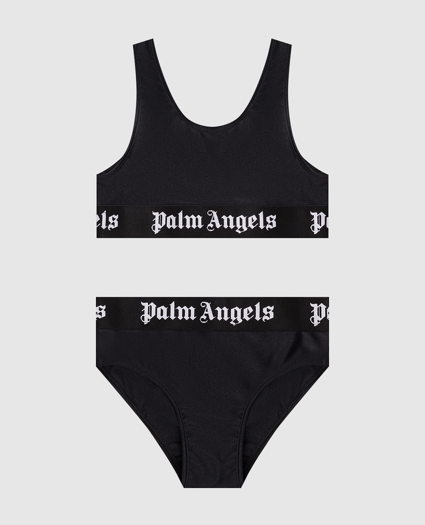 Детский черный купальник с узором логотипа