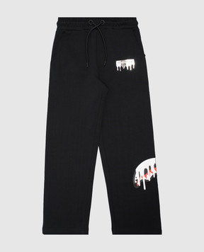 Sprayground Детские черные спортивные штаны с принтом SPY1574GBLK