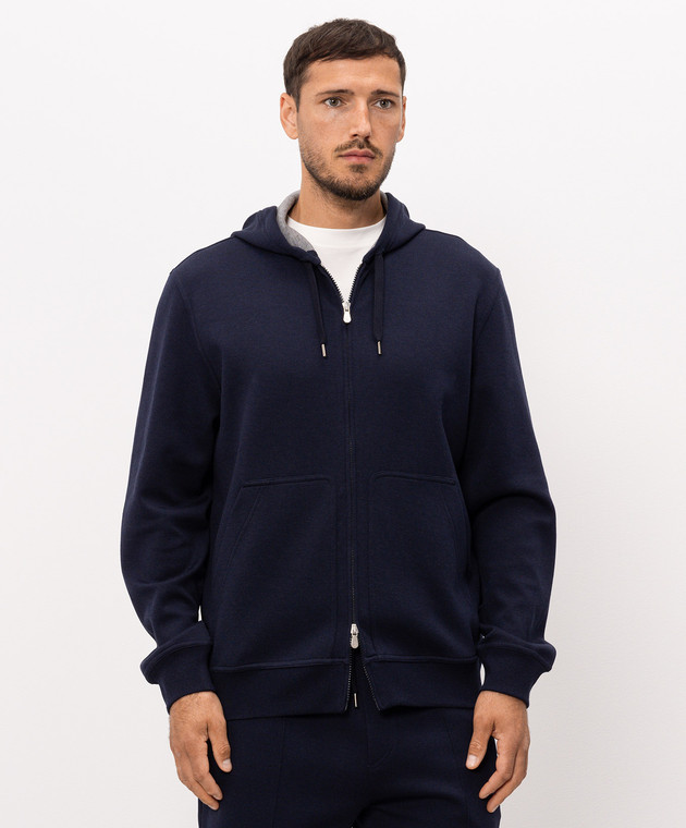 Brunello Cucinelli Синя спортивна куртка MM8319069G зображення 3