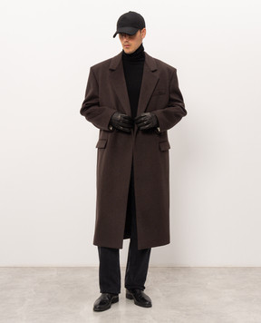 Saint Laurent Коричневое пальто из шерсти 873406Y1O11