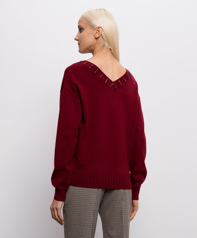 Twinset Бордовый пуловер с кристаллами 262AP3261 изображение 4