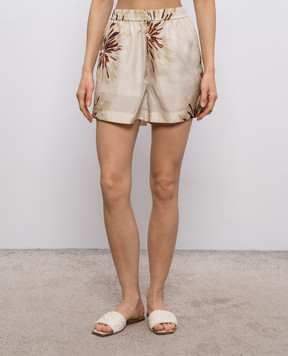 Brunello Cucinelli Бежевые шорты из шелка MQ967RH299