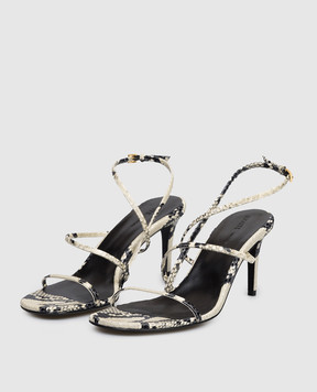 Khaite Сірі шкіряні босоніжки Loop з тисненням під шкіру рептилії F3075803