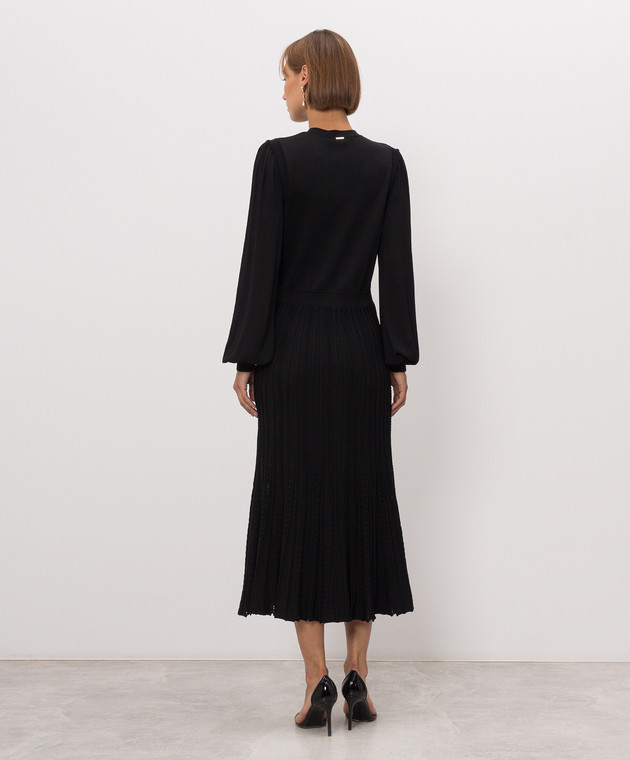 Twinset Черное платье миди с пластиной логотипа 262TP3082 изображение 3