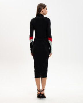 Off-White Черное платье миди с принтом логотипа 2DB577S26JER001