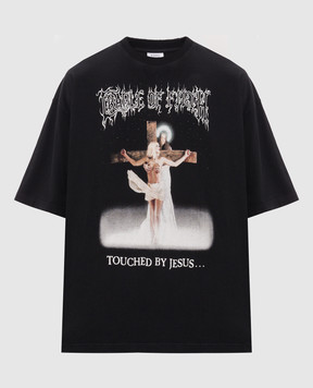 Vetements Чорна футболка з брендовим принтом MH27TR209Bm