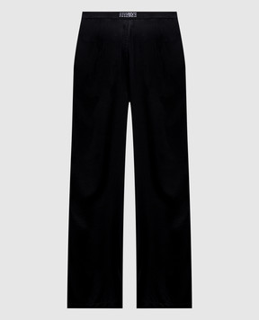 Maison Margiela MM6 Чорні штани із шовком в піжамному стилі MJH220050