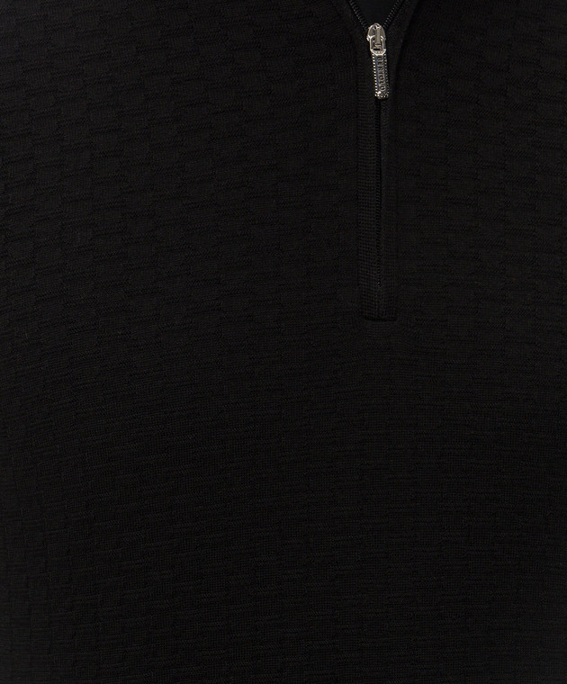 Bertolo Cashmere Черное поло из шерсти и шелка 902473002514 изображение 5
