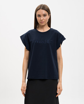 Twinset Синя футболка з вишивкою логотипа 261LL2MLL