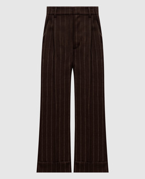 Brunello Cucinelli Коричневые брюки из шерсти в полоску MP554P9017