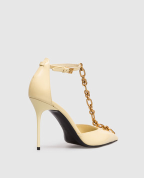 Balmain Желтые кожаные глянцевые туфли Sync с цепью GN1UA152LNPX