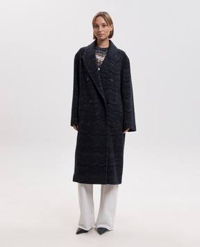 Missoni Голубое двубортное пальто с кашемиром DS26WC09BC006H