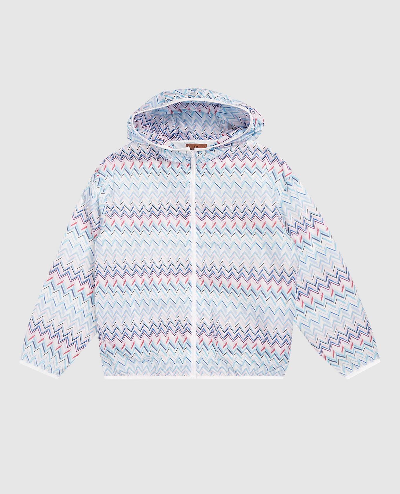 

Детская голубая ветровка в брендовый принт, Голубой, Куртки