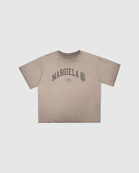 Maison Margiela MM6 Дитяча коричнева футболка з принтом логотипа M61114MM08T