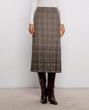 Brunello Cucinelli Юбка в клетку с пайетками MP557G4071