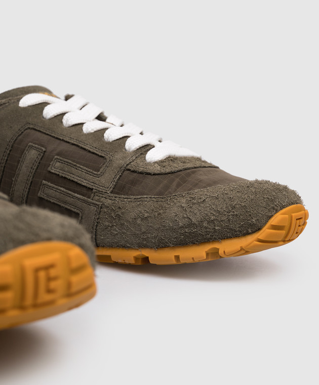 Balmain Комбіновані кросівки Racer 45 кольору хакі GM0VI408TRNC зображення 5