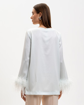 Twinset Зеленая блуза с перьями страуса 261TP2424