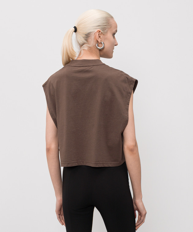 Palm Angels Коричневый топ Spray Bear PWAC022S26JER001 изображение 4