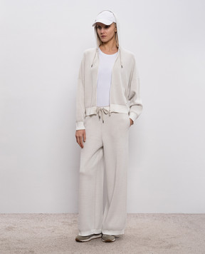 Brunello Cucinelli Білий топ в рубчик з ланцюжком моніль M0TC8FX230