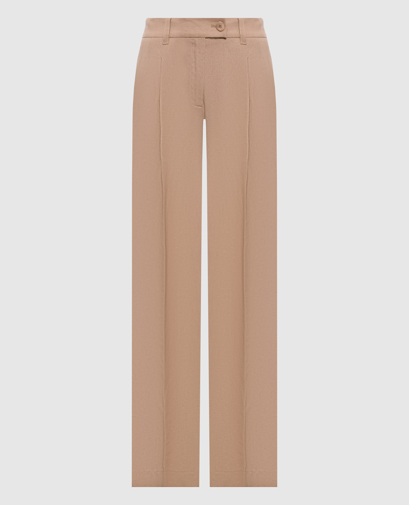 

Бежевые брюки с льном, Бежевый, Прямые брюки