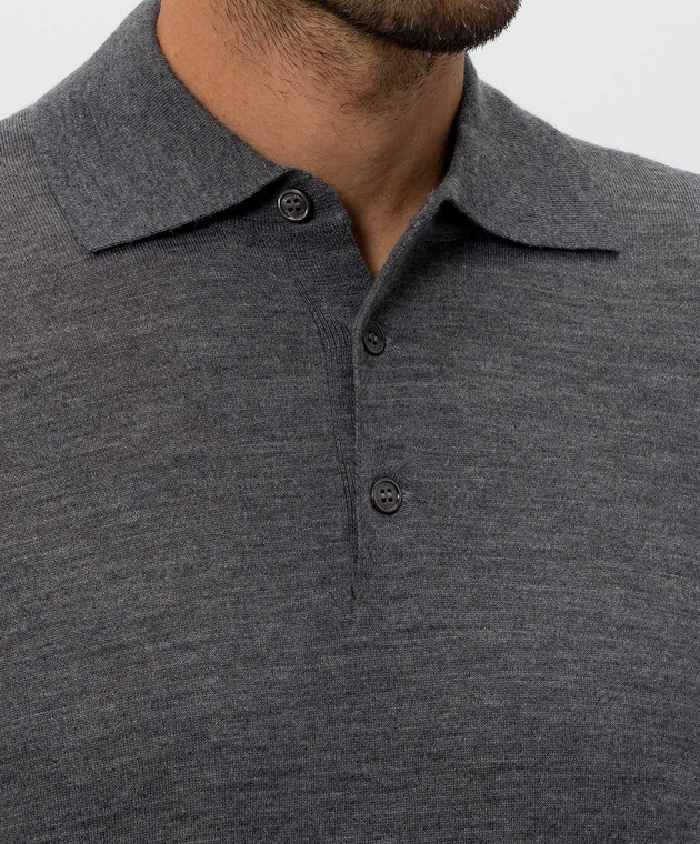Brunello Cucinelli Меланжевое поло серого цвета из шерсти и кашемира M2400295 изображение 5