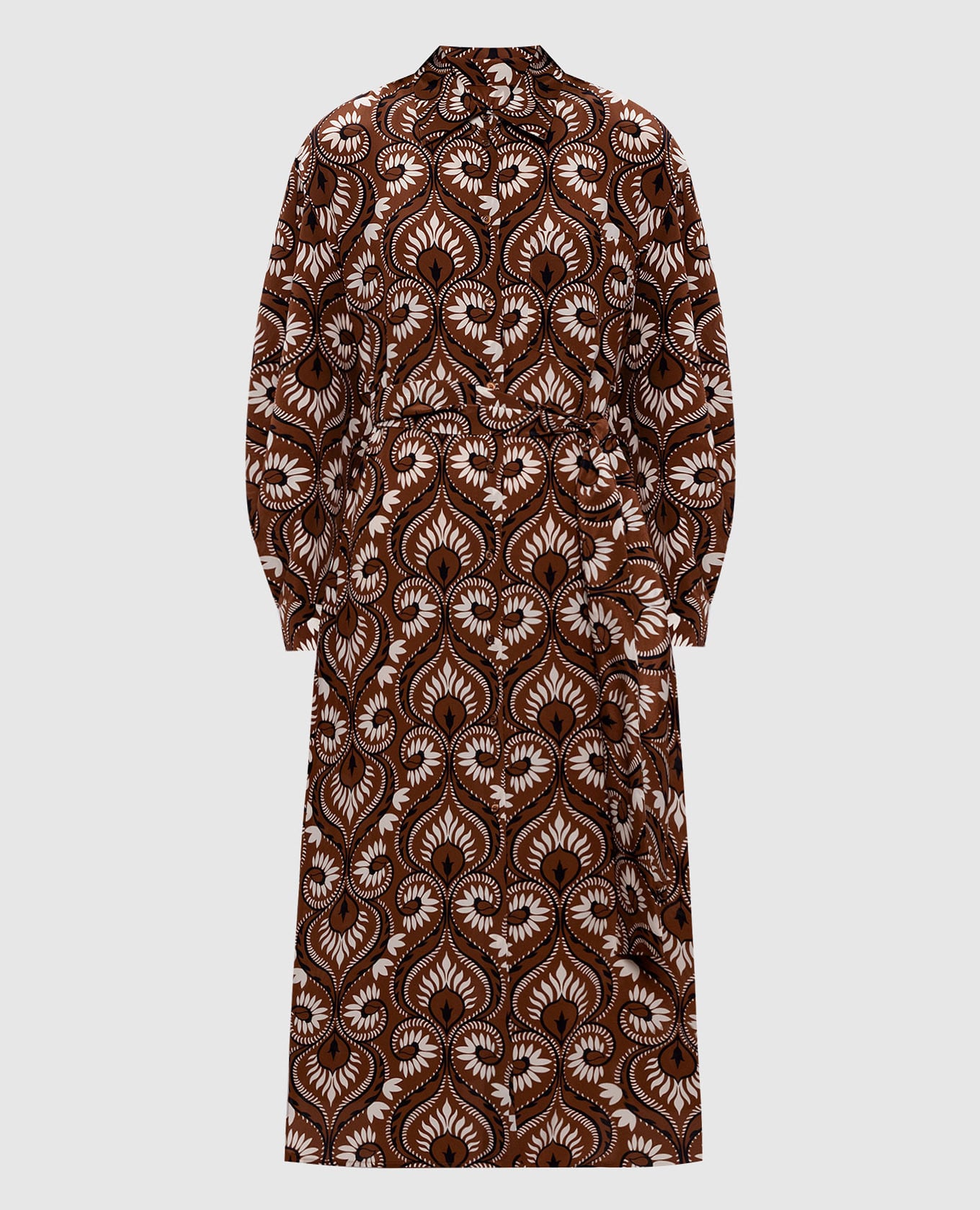 Коричневое платье-рубашка WKDDOLMEN из шелка