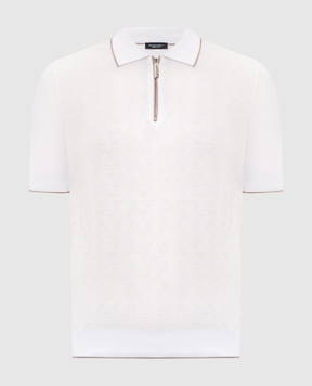 Stefano Ricci Поло кольору айворі з шовком з блискавкою K212034P31F26190