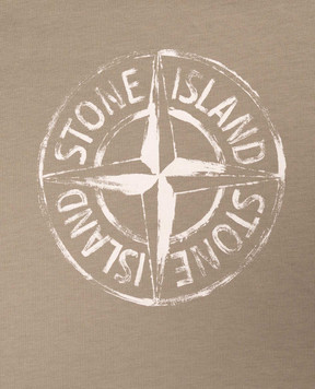 Stone Island Детская футболка цвета хаки с принтом логотипа L2S162100006S051168