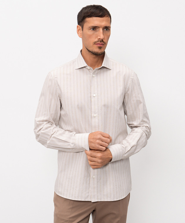 Peserico Бежевая рубашка в полоску R56042L1RD00596 изображение 3