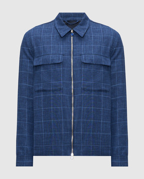 Castangia dal 1850 Синя куртка з вовни, шовку та льону в стилі сорочки AQMOD5225